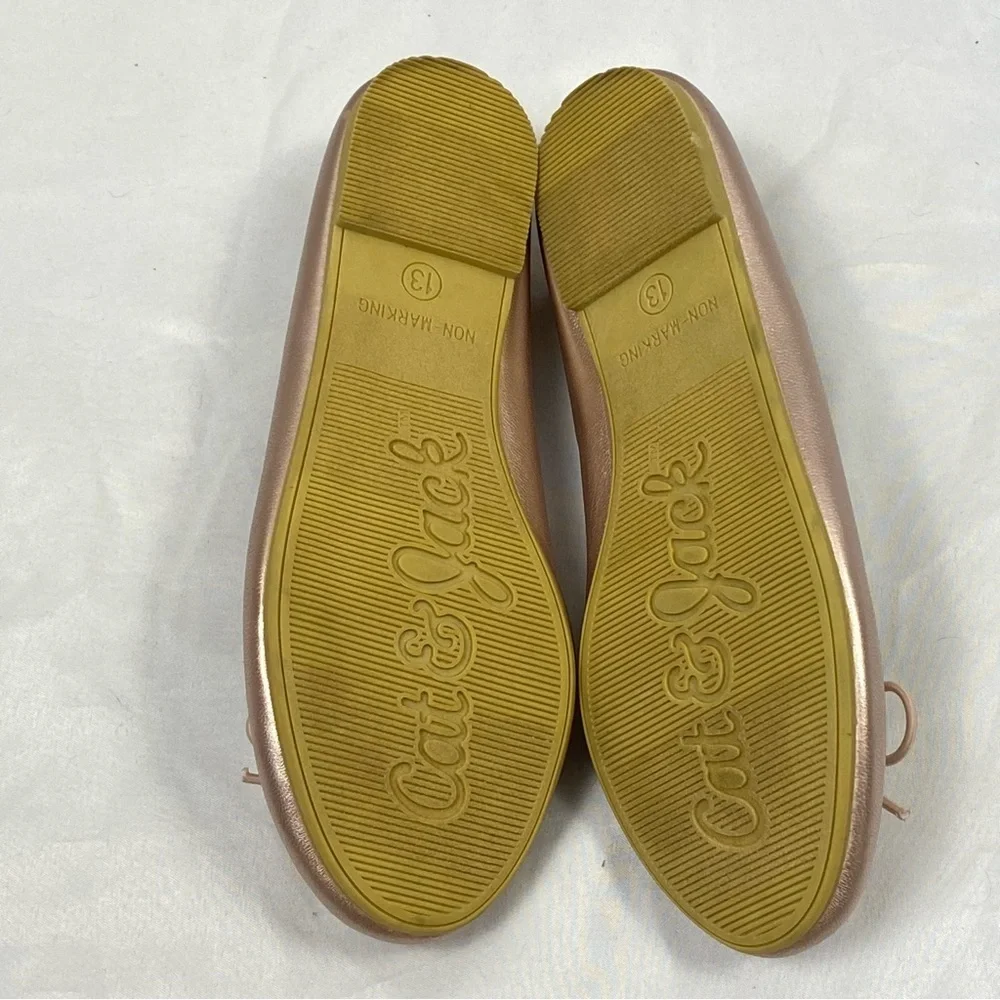Cat & Jack Girl Chic Ballet Flats with Bow Accent Rose Gold Metallic Size 13